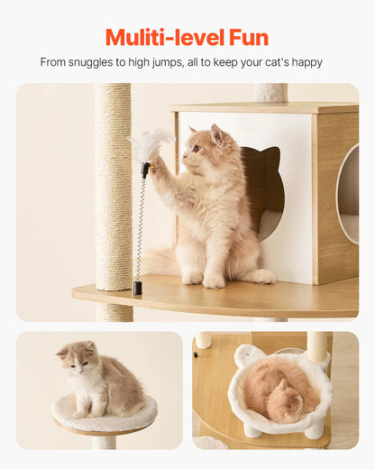VEVOR Large Cat Tree 68.9inch Tall Multi-level Cat Condo Furniture Activity Center with Cozy Perches Big Kitten House for Indoor