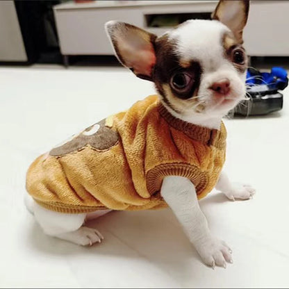 Cute Print Tea Cup Dog Sweater Winter Warm Fleece Pet Clothes for Small Dogs Teddy Chihuahua Puppy Pullovers Mascotas Clothing
