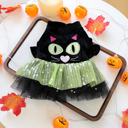 Funny Puppy Autumn Winter Clothes For Small Dogs Halloween Bubble Sleeve Pet Dress Princess New Cat Apparel Dachshund Pomeranian