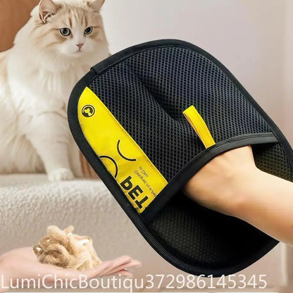 2‑in‑1 Electrostatic Pet Hair Remover Glove Reusable Washable Grooming Glove With Lint Roller Brush Safe Fur Removal For Cats Dogs