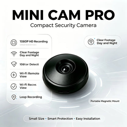 1080P HD Mini Security Camera Wireless WiFi Indoor Camera Magnetic Mount Night Vision Motion Detection Loop Recording Remote View for Home Baby Pet Office Surveillance