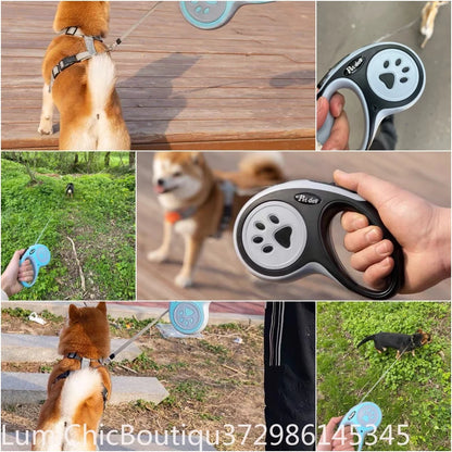 3M 5M Strong Retractable Nylon Dog Leash Paw‑Style Pet Lead For Small Medium Large Dogs Yorkies Puppy Outdoor Walking Supplies