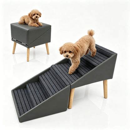 6 Step Dog Stairs Pet Ramp for Bed and Sofa Foldable Ottoman Non Slip Steps for Small Medium Large Dogs Indoor Furniture Access