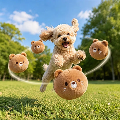 One brown panda bouncy ball with sound, suitable for cats, scratching, and teething. It's a pet toy, dog teething toy, and featu