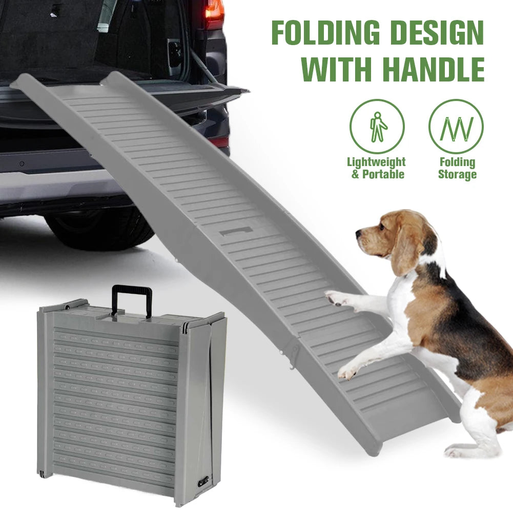 Folding Portable Dog Ramp Foldable Car Ramp for Dogs Non-Slip Rug Surface Pet Ramp Stairs for Medium & Large Dogs Get Into A Car