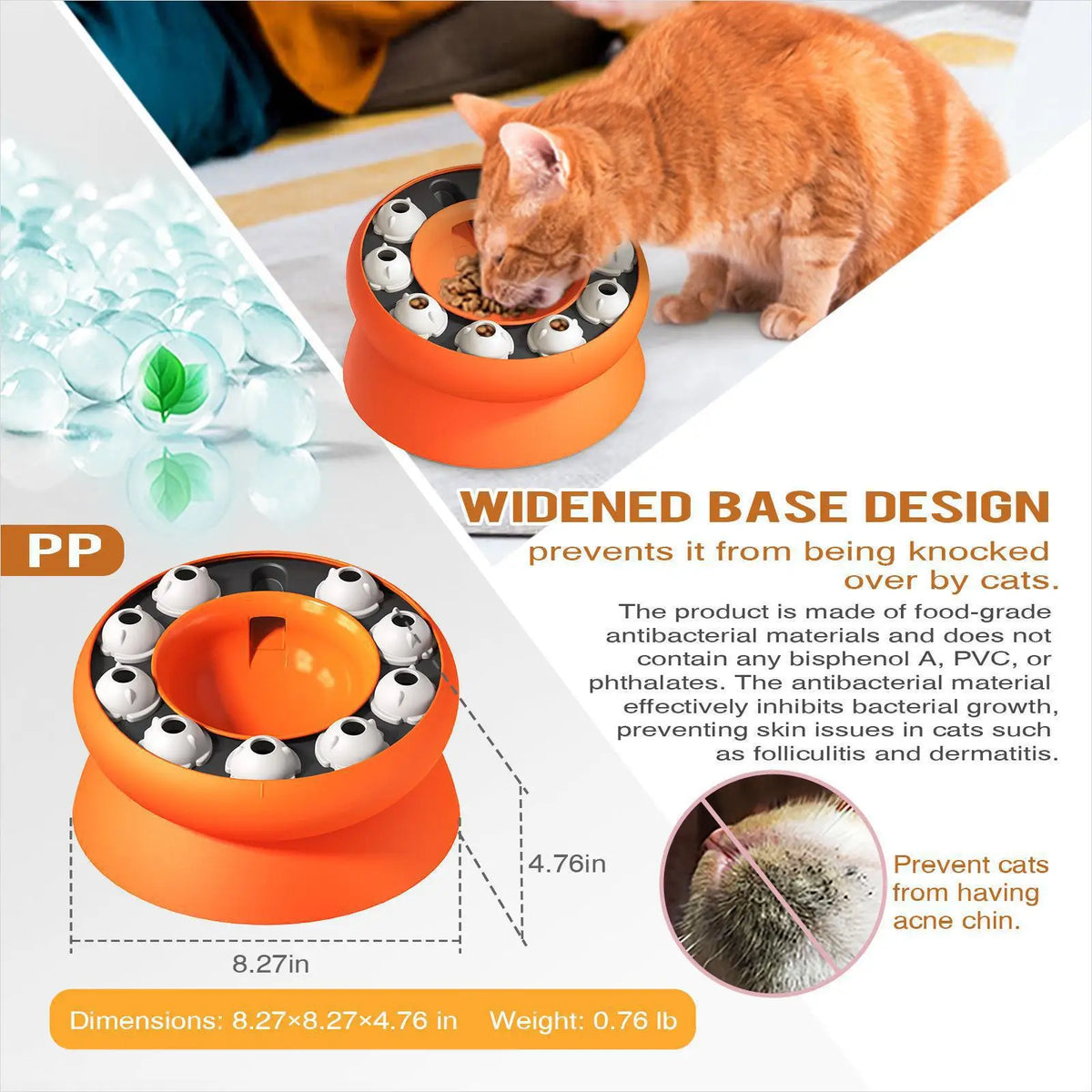 Interactive Cat Puzzle Feeder Toy Slow Feeder Bowl Treat Dispenser for Indoor Cats, Mental Stimulation Aid Digestion Enrichment Pet Game for Kitten