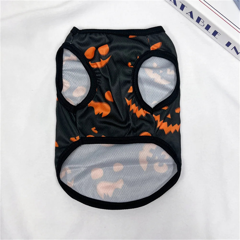 Halloween Puppy Cat Dog Vest Pumpkin Ghost Print Pet Clothes for Small Dogs Chiahuahua Pomeranian Vests mascotas Clothing Shirt