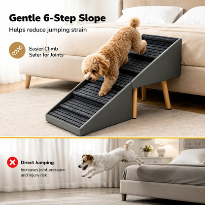 6 Step Dog Stairs Pet Ramp for Bed and Sofa Foldable Ottoman Non Slip Steps for Small Medium Large Dogs Indoor Furniture Access
