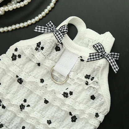 Dresses Spring Cute Bowknot Lace Pet Dress Sleeveless Vest Puppy Outfits For Teddy Small Dogs Cats Girl Dog Clothes