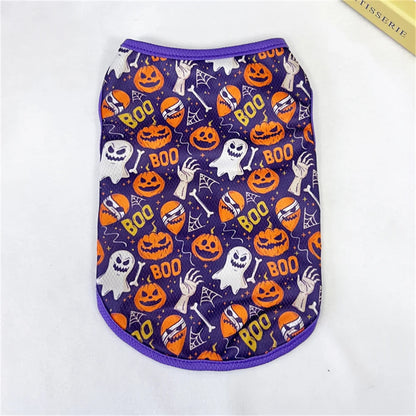 Halloween Puppy Cat Dog Vest Pumpkin Ghost Print Pet Clothes for Small Dogs Chiahuahua Pomeranian Vests mascotas Clothing Shirt