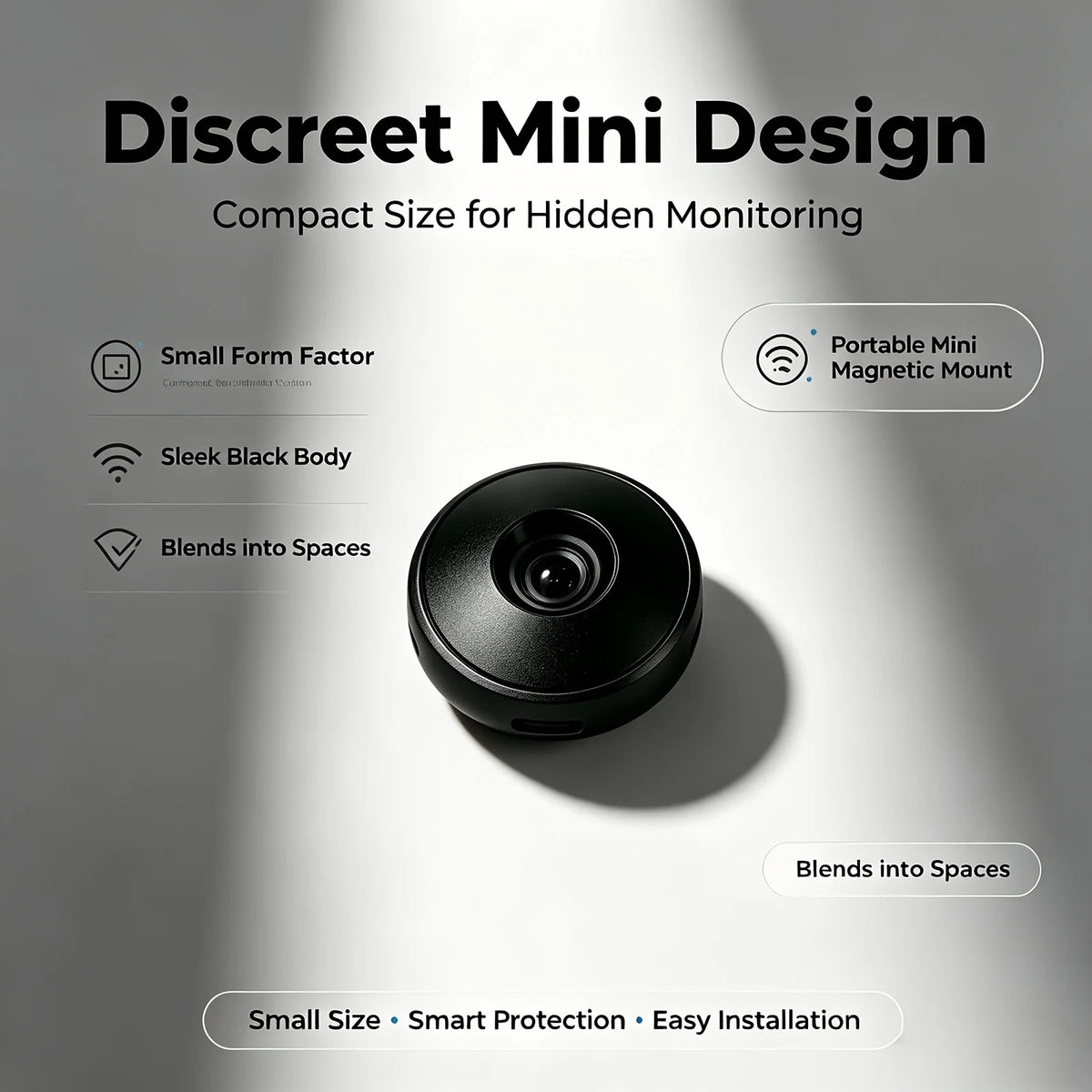 1080P HD Mini Security Camera Wireless WiFi Indoor Camera Magnetic Mount Night Vision Motion Detection Loop Recording Remote View for Home Baby Pet Office Surveillance