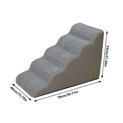 3/4/5 Steps Dog Stairs for Small Dogs Curved Dog Step Pet Ramp with Removable Cover for Sofa Bed or Chair High-Density Sponge Foam