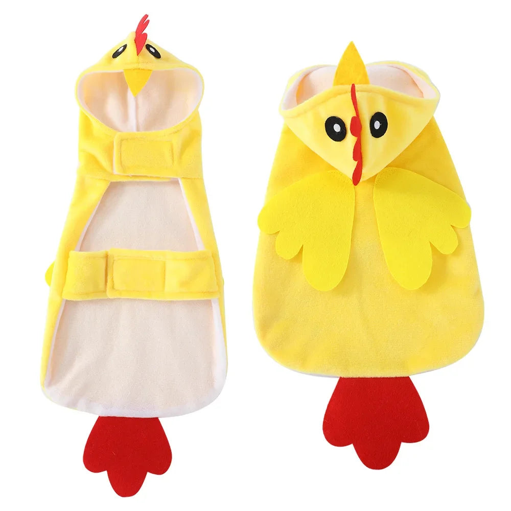 Cute Chicken Dog Pet Costume Funny Hoodie with D-Ring for Small Dogs And Cats Cosplay Outfit for Halloween And Christmas Parties