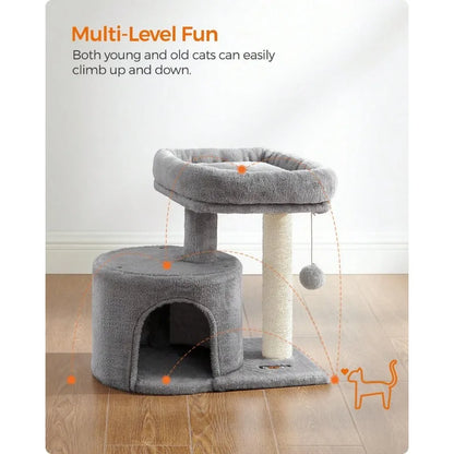 Cat Tree, Cat Tower With Sisal-Covered Scratching Post, Cat Condo With Padded Perch, For Small Spaces, Kittens