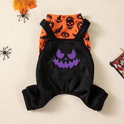 Halloween Pet Four-legged Costume All-over Jack-o'-Lantern Print Stretchy Polyester Material Easy Pull-on Closure for Halloween Party Daily Wear Small Pet Lovers dog costume dog halloween