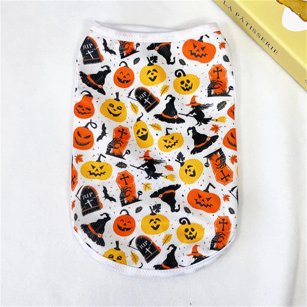 Halloween Puppy Cat Dog Vest Pumpkin Ghost Print Pet Clothes for Small Dogs Chiahuahua Pomeranian Vests mascotas Clothing Shirt