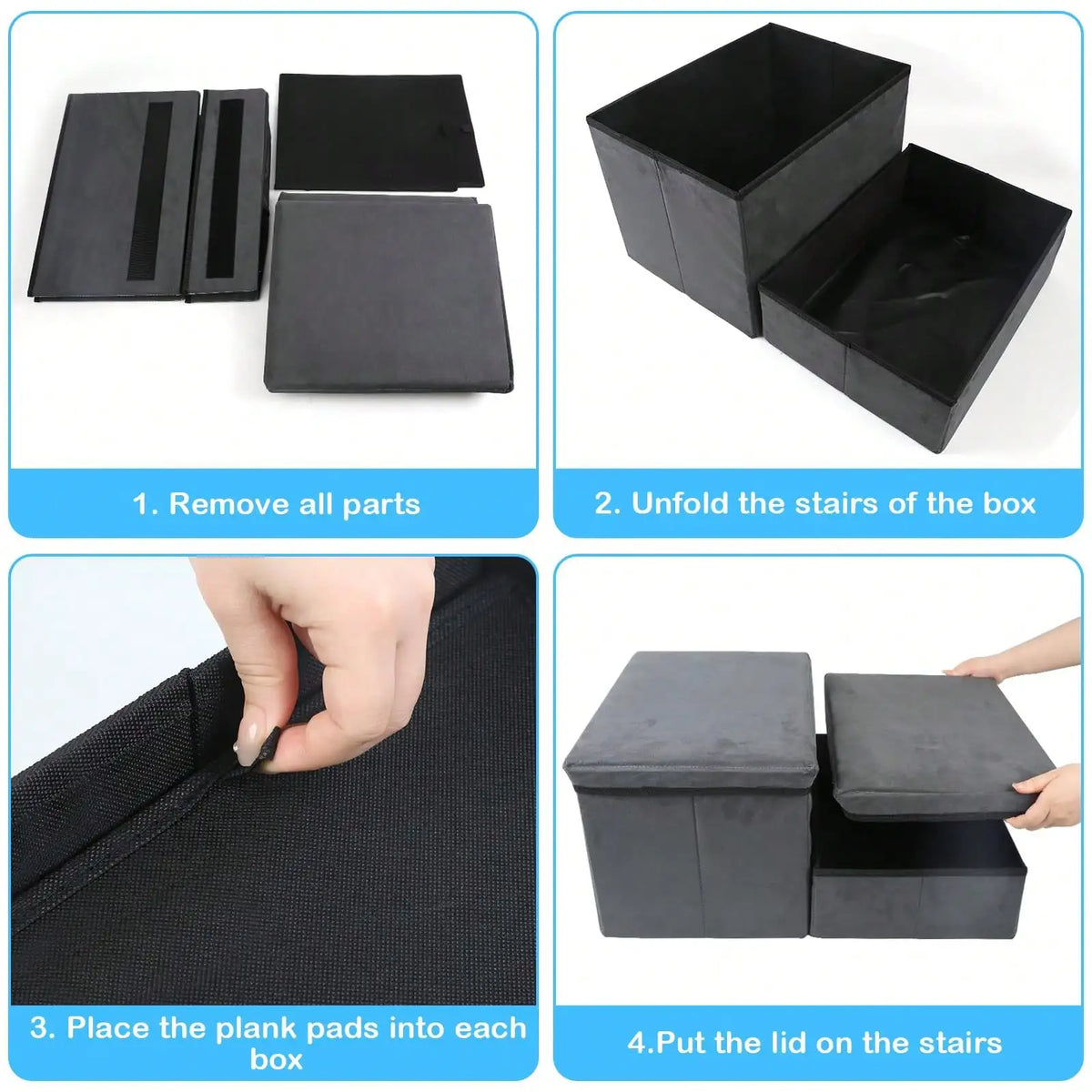 Foldable Dog Stairs For Small Medium Dogs With Storage And Adjustable Steps Pet Storage Stepper For High Beds Sofa Holding Up To 50 Lbs Pet Dog Cat (2 Step)