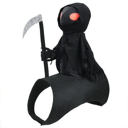 Halloween Dog Death Reaper Costume Handheld Scythe Prop Frayed Robe Edge Adjustable Fixing Strap for Halloween Parade Cosplay Contest Pet Gift Buyers halloween dog halloween dog