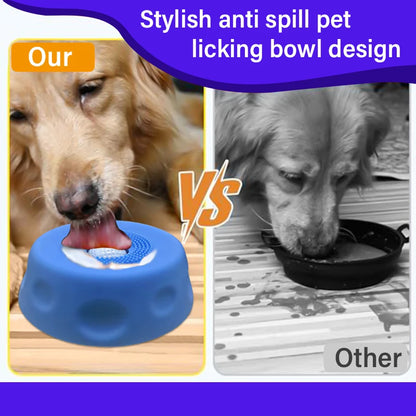 Silicone Slow Feeder Dog Lick Bowl with Interactive Rolling Ball, Anti‑Slip Anti‑Tip Pet Licking Feeder Bowl for Dogs & Cats, Perfect for Bone Broth Liquid Treats