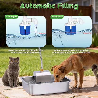 Large Capacity Automatic Elevated Dog Water Bowl With Support - Durable Stainless Steel Raised Dog Bowl with Stand for Large Dogs, Easy to Clean and Assemble for Indoor and Outdoor Use