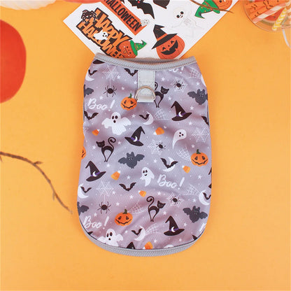 Halloween Puppy Cat Dog Vest Pumpkin Ghost Print Pet Clothes for Small Dogs Chiahuahua Pomeranian Vests mascotas Clothing Shirt
