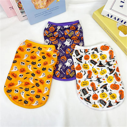 Halloween Puppy Cat Dog Vest Pumpkin Ghost Print Pet Clothes for Small Dogs Chiahuahua Pomeranian Vests mascotas Clothing Shirt