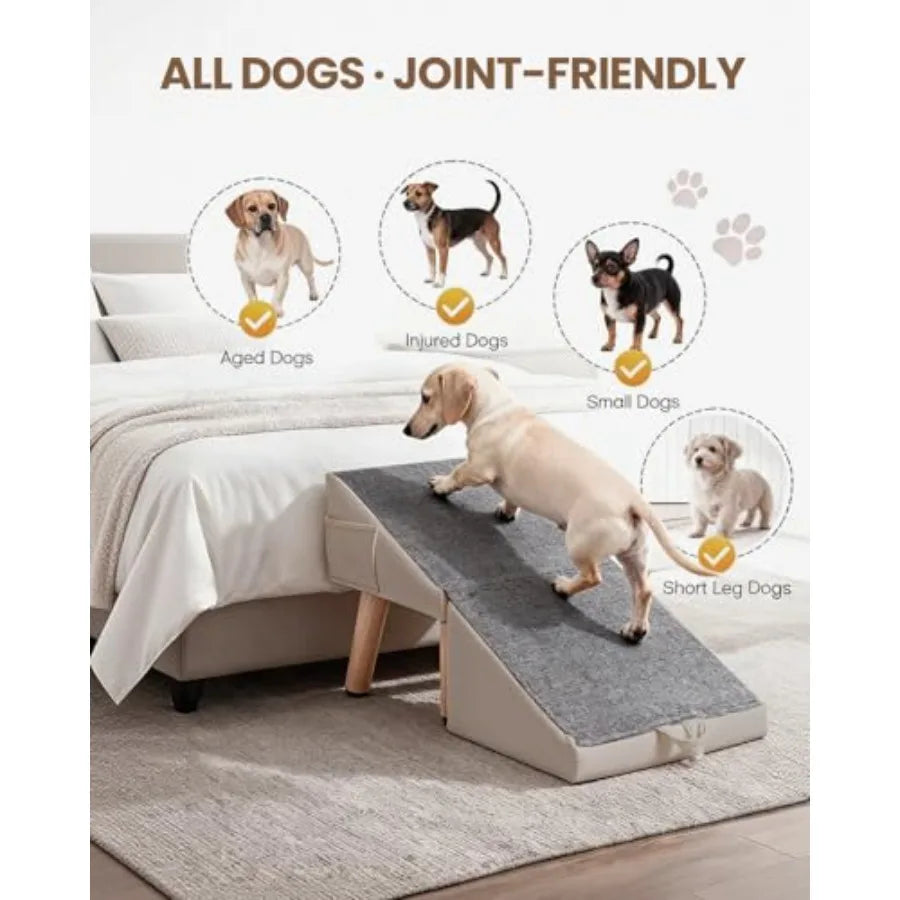 Dog Ramp for Couch Bed, 2-in-1 Dog Stairs for Small and Medium Dogs Cats, 16'' Indoor Pet Ramp with 23Gentle Slope, Non-Slip Fe