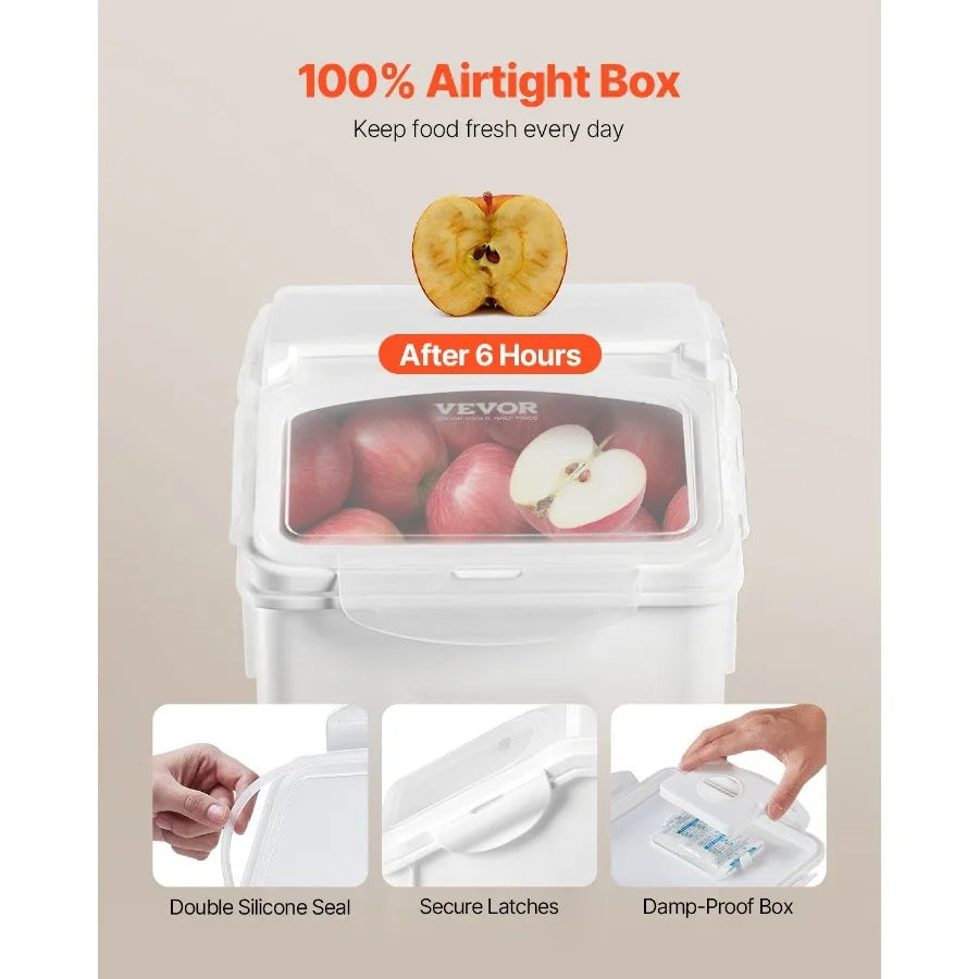 Rice Storage Container 3.5Gal/15Lx2 + 4.5Gal/20Lx2 Large Dog Food Dispenser Bin Kitchen Ingredient Grain Cereal Bin Pet Food Co