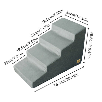 3/4/5 Steps High Density Foam Dog Stairs Ramps, for High Beds and Sofa, Non-Slip Pet Steps Sofa Bed Ladder, with Washable Cover