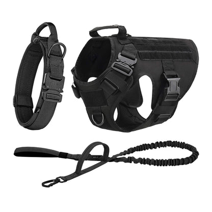 Tactical Dog Harness Collar Leash Molle Pouches For Medium Large Dogs Pet German Shepherd Training Walking Vest Dog Harnesses
