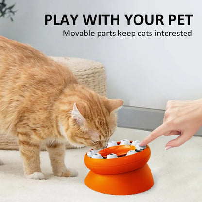 Interactive Cat Puzzle Feeder Toy Slow Feeder Bowl Treat Dispenser for Indoor Cats, Mental Stimulation Aid Digestion Enrichment Pet Game for Kitten