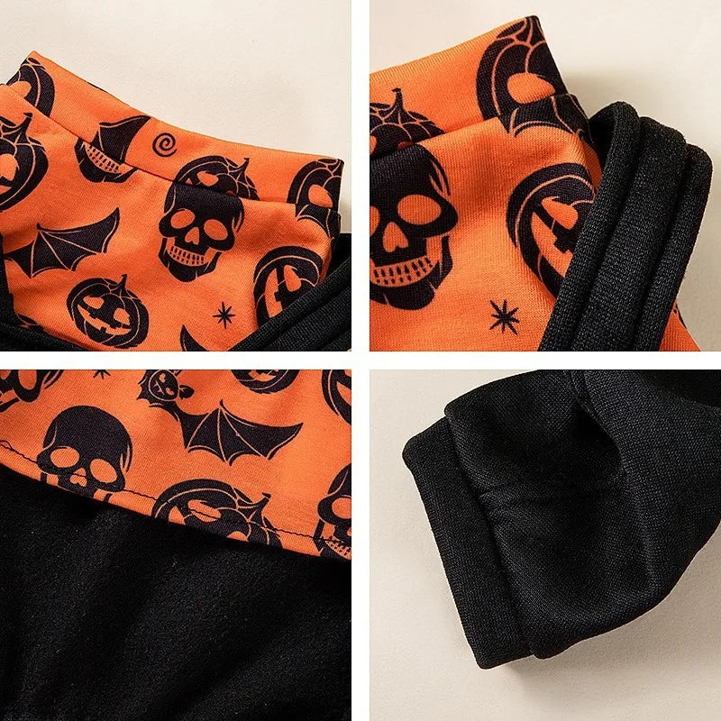 Halloween Pet Four-legged Costume All-over Jack-o'-Lantern Print Stretchy Polyester Material Easy Pull-on Closure for Halloween Party Daily Wear Small Pet Lovers dog costume dog halloween