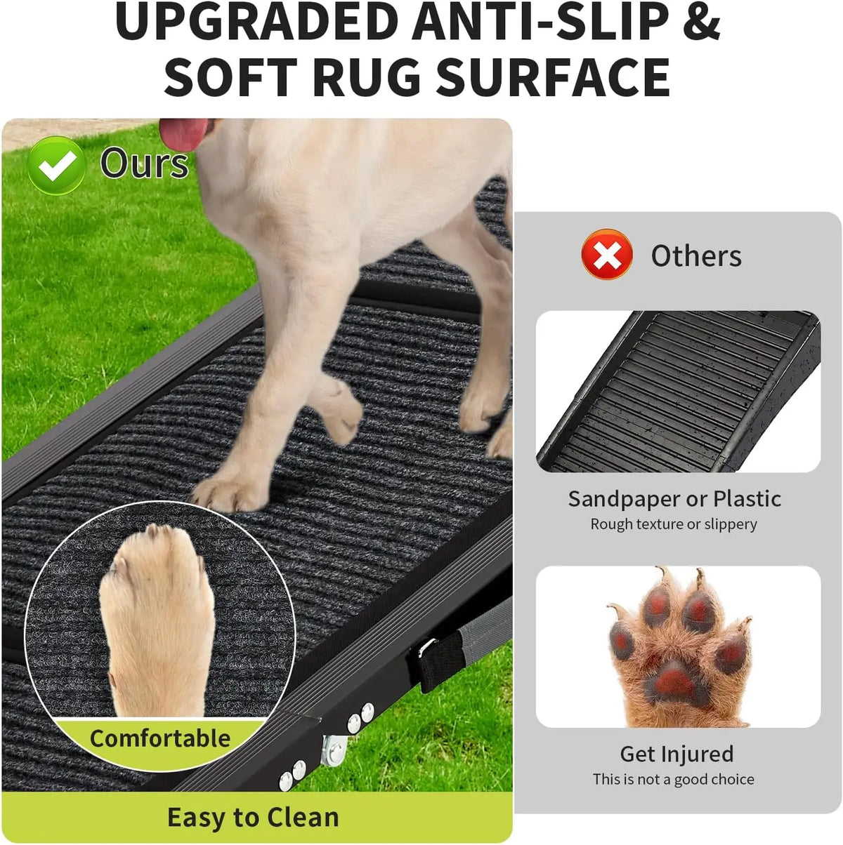 Garvee 63inch Folding Car Pet Steps Non Slip Climbing Ladder Dog Ramp for Car Heavy Duty Ramp Supports Up to 250 Lbs for Large Dogs and Cats Vehicle SUV Safe