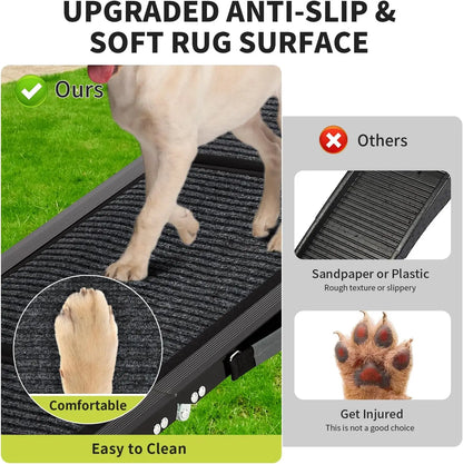 Garvee 63inch Folding Car Pet Steps Non Slip Climbing Ladder Dog Ramp for Car Heavy Duty Ramp Supports Up to 250 Lbs for Large Dogs and Cats Vehicle SUV Safe