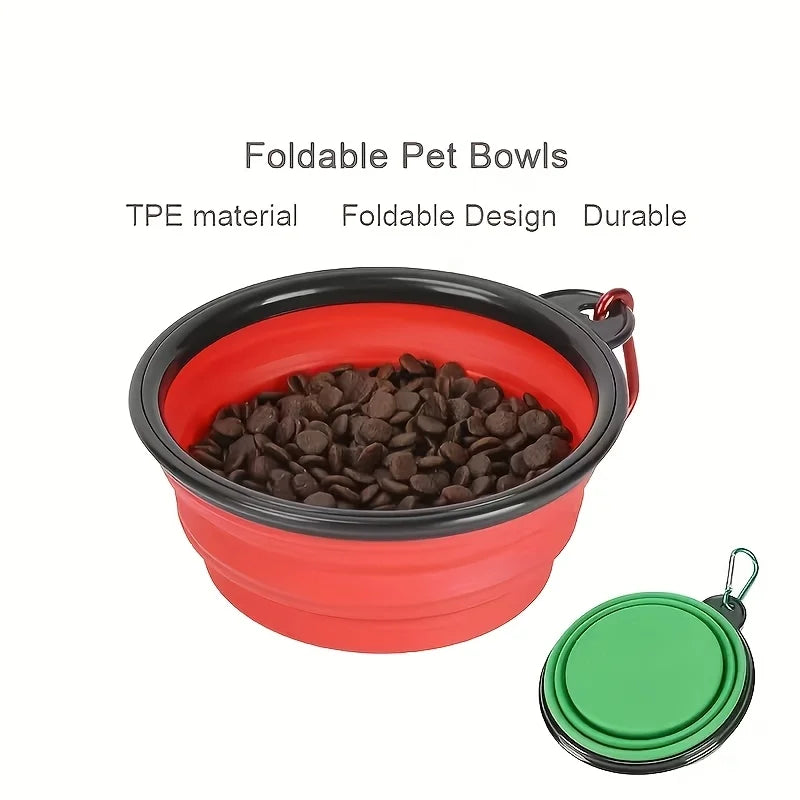 Portable Foldable Pet Bowl 350ml 1000ml Plastic Water and Food Bowl for Dogs Cats Collapsible Bowl with Buckle Black Frame Leak Proof Easy Grip Handle for Camping Hiking Travel Home Use Pet Travel Essential