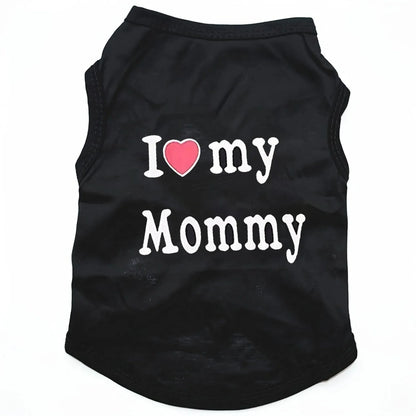 Pet Couple Clothes I Love My Daddy / Mom Puppy Tank Top Summer Sleeveless T-Shirt for Small Dogs Cute Pet Outfit