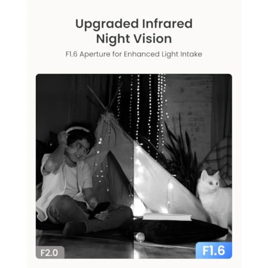 Indoor baby and pet monitoring camera with 3K PT Wi-Fi, E1 Pro series, black, 5MP night vision enhanced by F1.6 aperture, auto