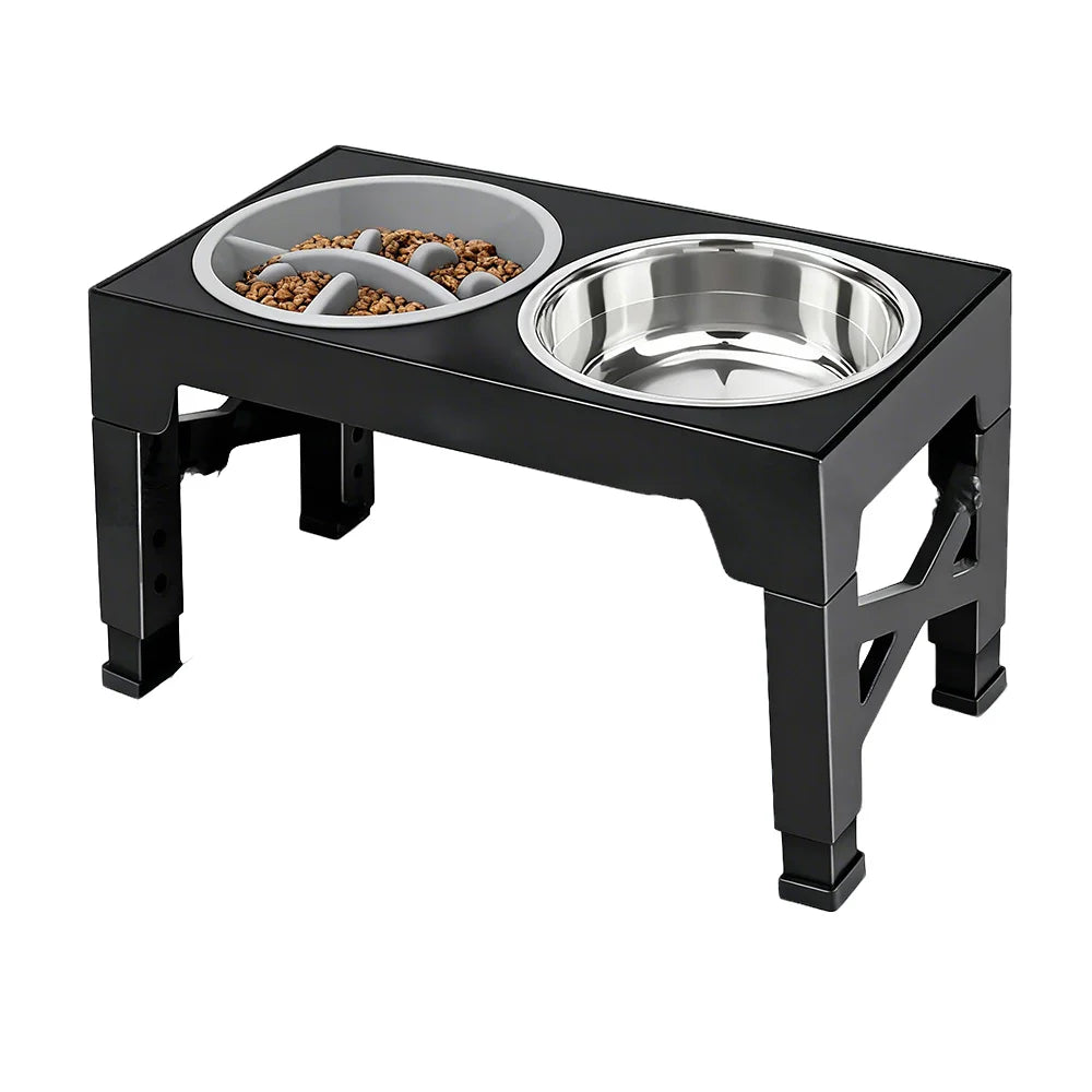 Elevated Dog Feeder Bowls Adjustable Raised Stand with Double Stainless Steel Food Water Bowls Small Medium Large Dogs