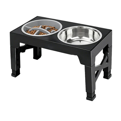 Elevated Dog Feeder Bowls Adjustable Raised Stand with Double Stainless Steel Food Water Bowls Small Medium Large Dogs