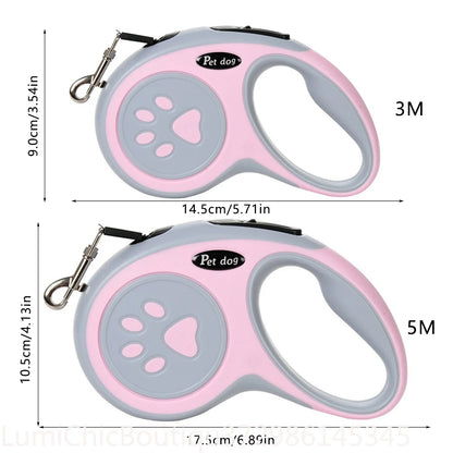 3M 5M Strong Retractable Nylon Dog Leash Paw‑Style Pet Lead For Small Medium Large Dogs Yorkies Puppy Outdoor Walking Supplies