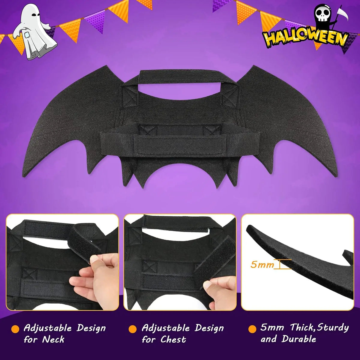 Dog Bat Costume - Halloween Pet Costume Bat Wings Cosplay Dog Costume Cat Costumes for Party M